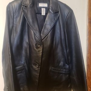 Womens Covington Black Soft Leather Blazer Jacket Sz S
